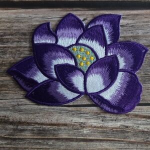 Purple Lotus Flower Boho Hippie Hippy Retro 70s Style Iron On Patch